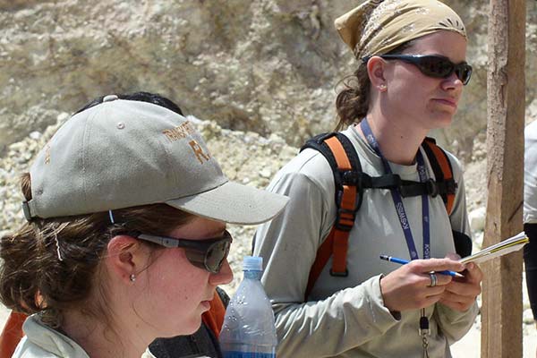 Two female geologists in the field
