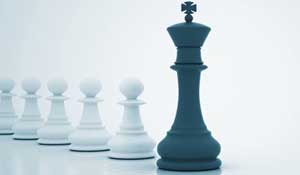 King chess piece followed by pawns